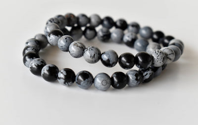 Black Snowflake Obsidian Bracelet (Symbolizing Purity and Inner Peace)