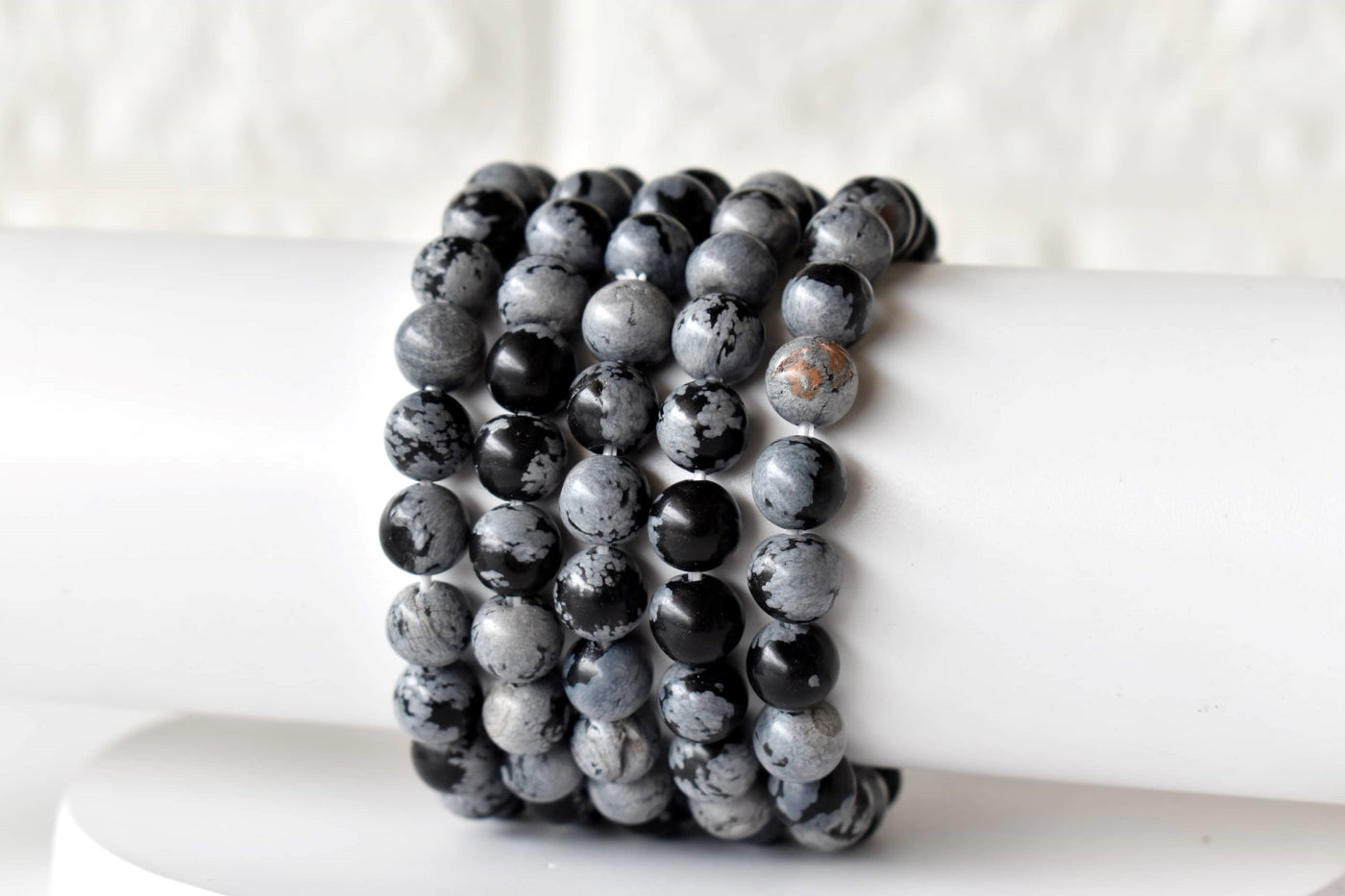 Black Snowflake Obsidian Bracelet (Symbolizing Purity and Inner Peace)