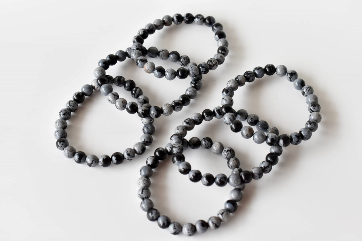 Black Snowflake Obsidian Bracelet (Symbolizing Purity and Inner Peace)