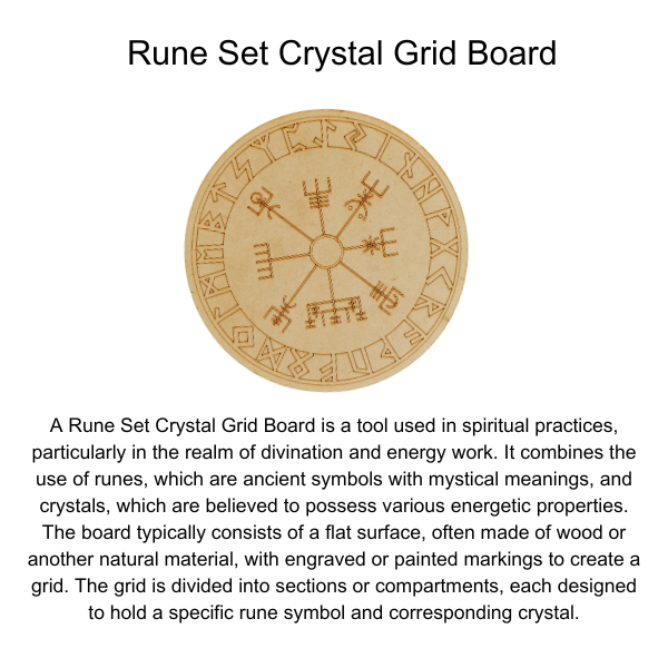 Norse Runes Crystal Grid Board, Wooden 6" Vegvisir Grid Plate