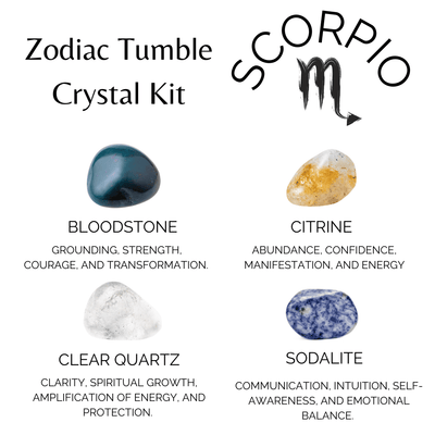 SCORPIO Zodiac Crystal Kit, Scorpio Birthstones Tumbled Stones Set, Scorpio Gifts