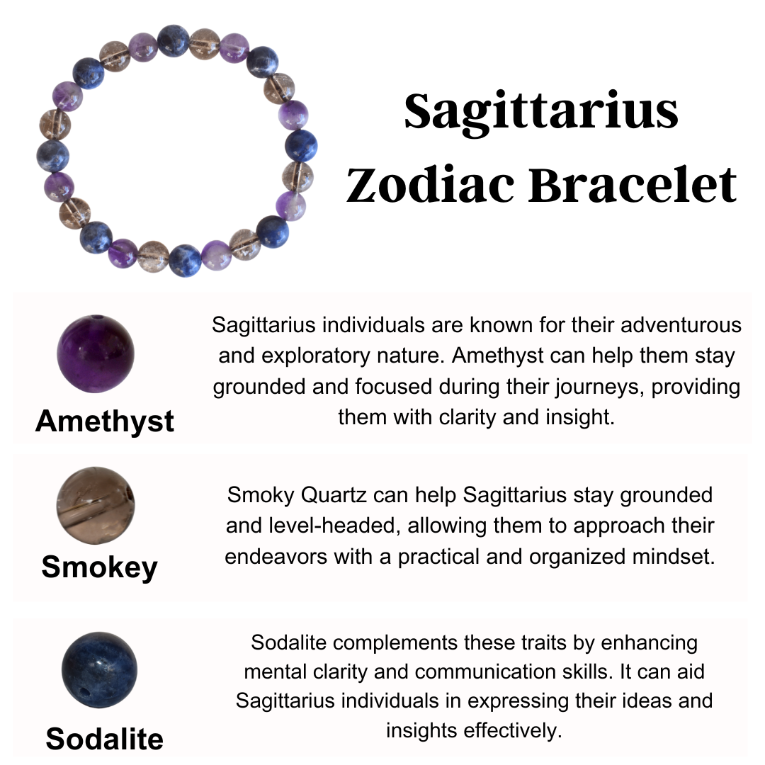 Sagittarius Zodiac Crystal Bracelet, Sagittarius Gifts