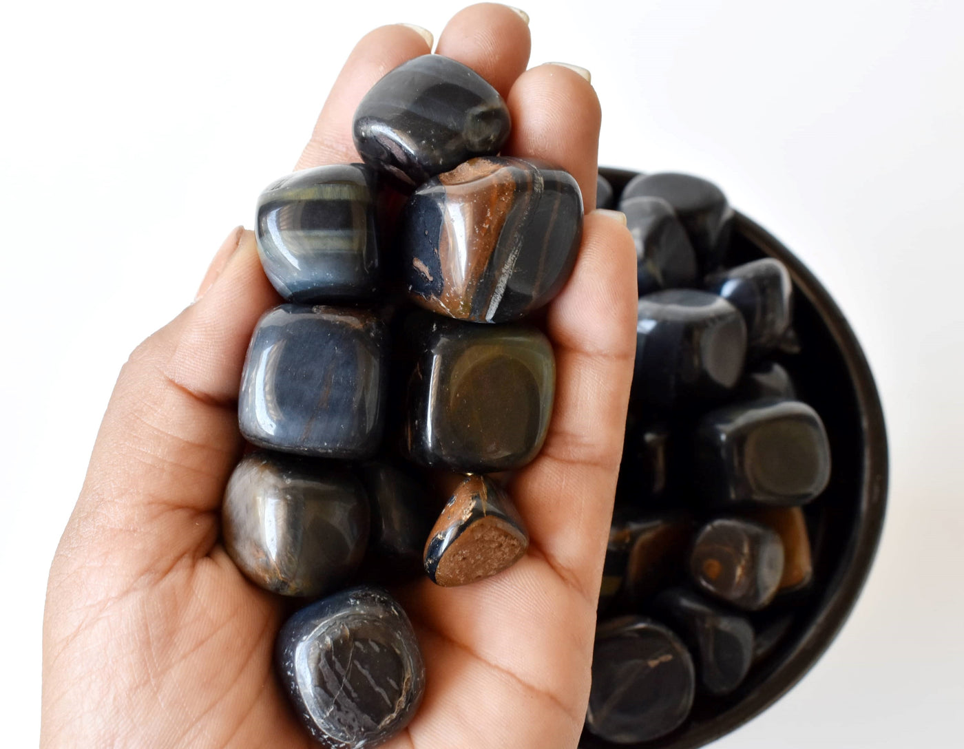 Blue Tiger Eye Tumbled Crystals (Alignment With The Higher Self and Unity Of Heart)