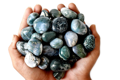 Moss Agate Tumbled Crystals (Generosity and Resolution)