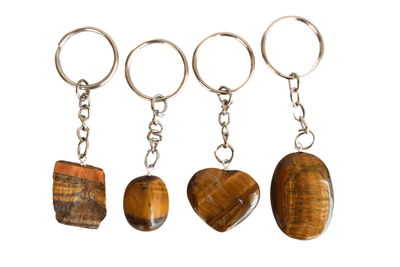 Tiger Eye Key Chain, Gemstone Keychain Crystal Key Ring (Creativity and Intuition)