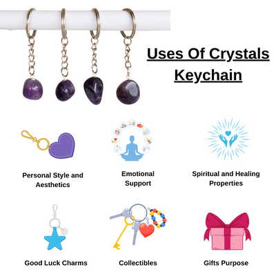 Crystal Quartz Key Chain, Gemstone Keychain Crystal Key Ring (Dreams and Enhancing)