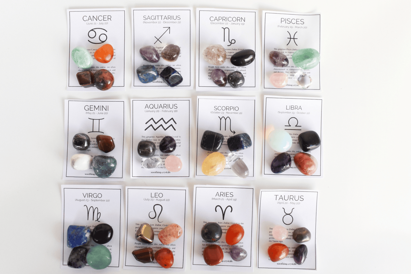 ARIES Zodiac Crystal Kit, Aries Birthstones Tumbled Stones Set, Aries Stones Gifts