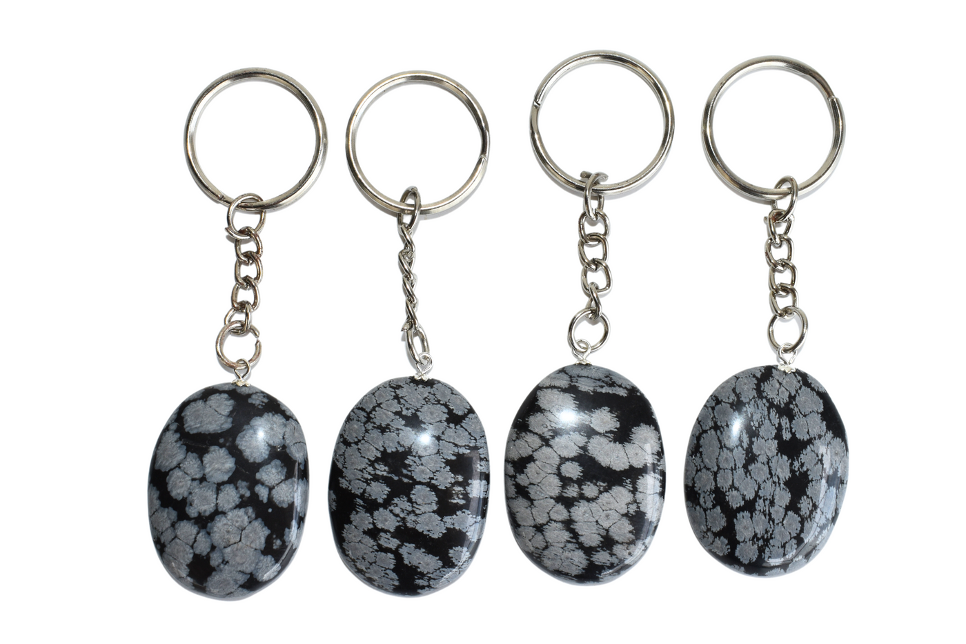 Snowflake Obsidian Key Chain, Gemstone Keychain Crystal Key Ring (Expanded Awareness and Intuition)