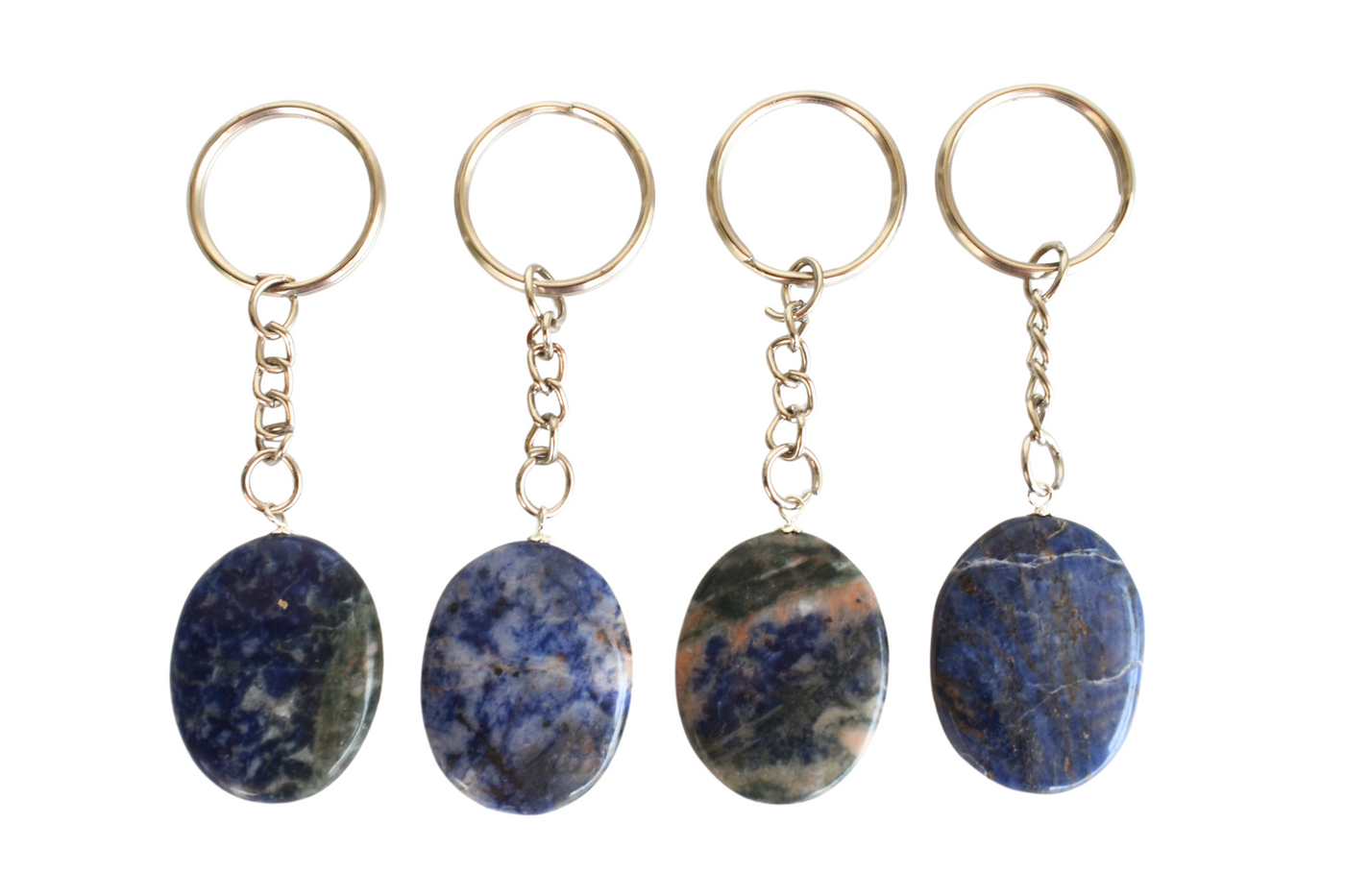 Sodalite Key Chain, Gemstone Keychain Crystal Key Ring (Meditation and Angelic Communication )