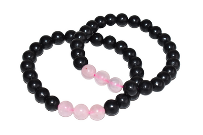 EMF Protection Crystal Bracelet, EMF Bracelet (Shungite Black, Rose Quartz)