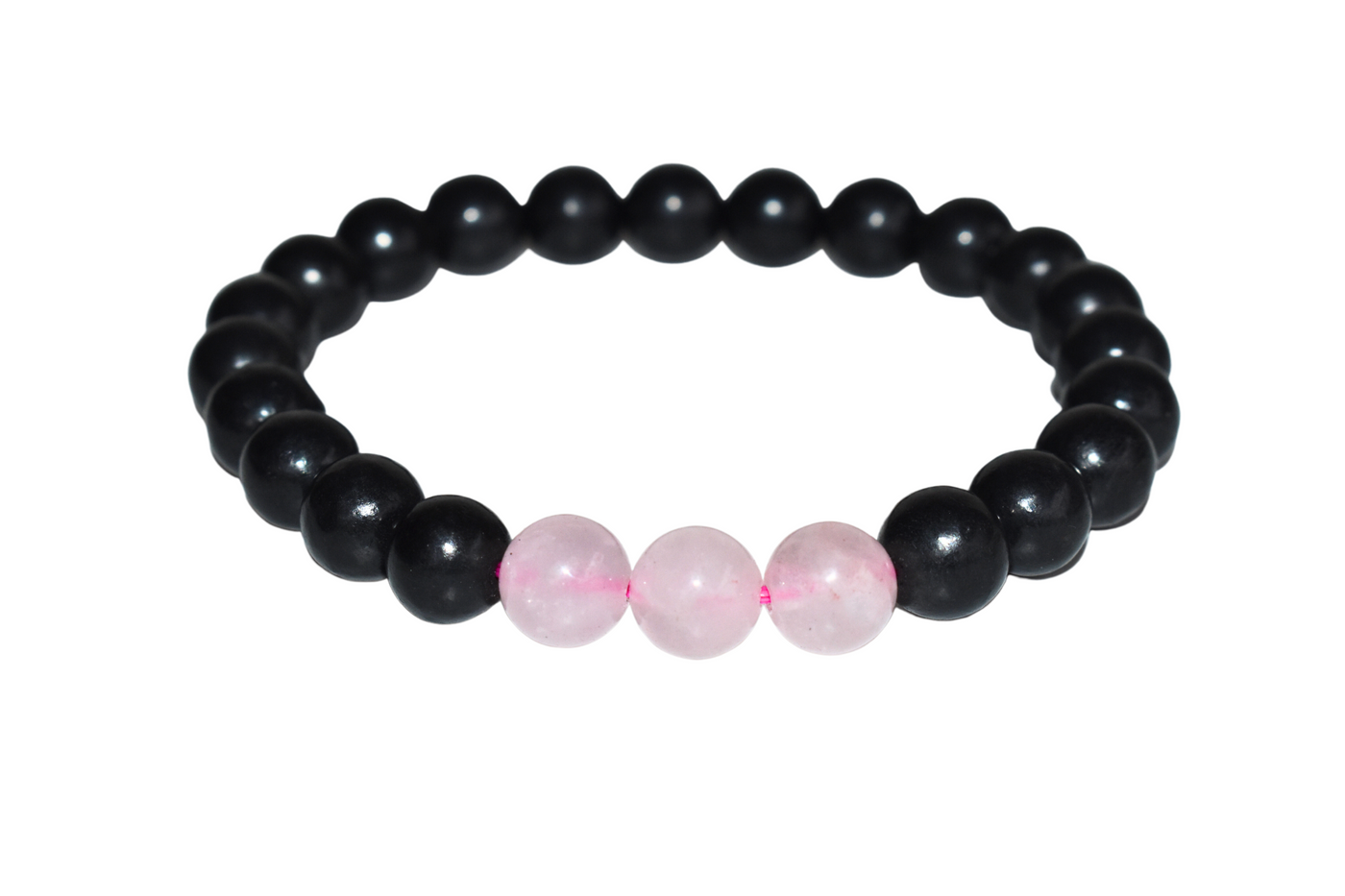 EMF Protection Crystal Bracelet, EMF Bracelet (Shungite Black, Rose Quartz)