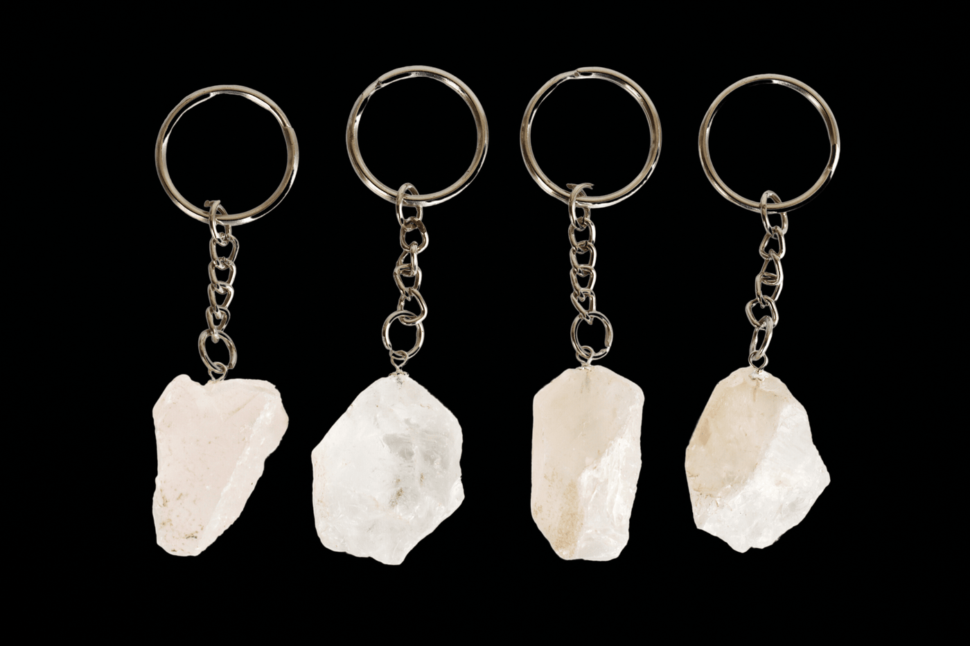 Crystal Quartz Key Chain, Gemstone Keychain Crystal Key Ring (Dreams and Enhancing)