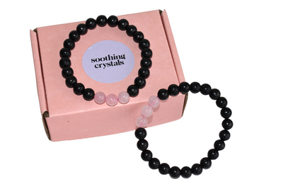 EMF Protection Crystal Bracelet, EMF Bracelet (Shungite Black, Rose Quartz)