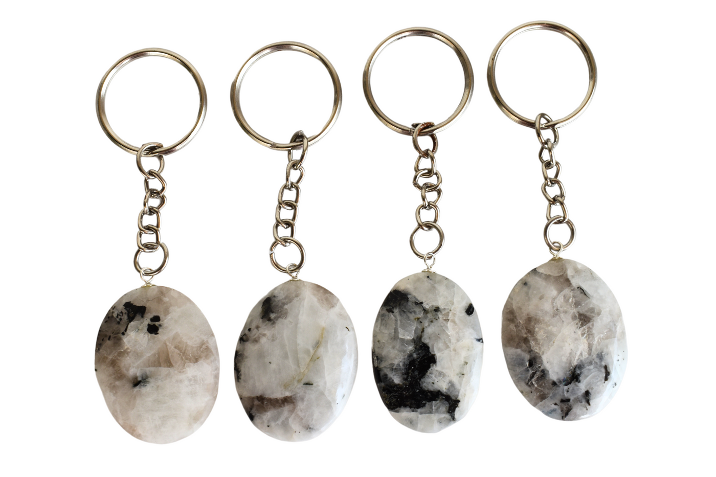 Rainbow Moonstone Key Chain, Gemstone Keychain Crystal Key Ring (Growth and Inspiration )