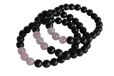 EMF Protection Crystal Bracelet, EMF Bracelet (Shungite Black, Rose Quartz)