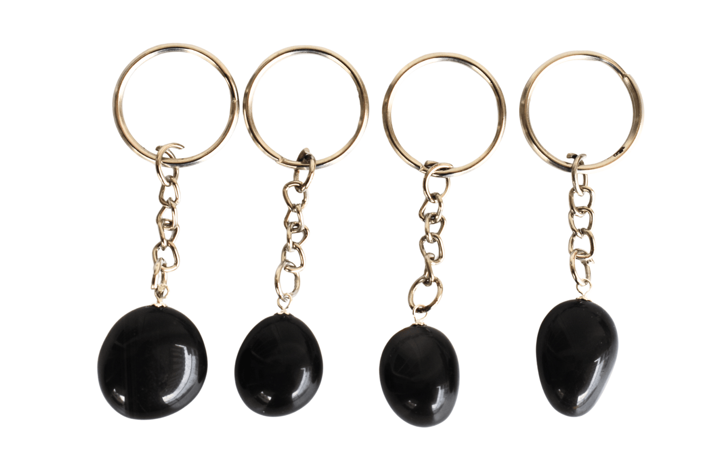 Black Obsidian Key Chain, Gemstone Keychain Crystal Key Ring (Inner Peace and Stress Relief)