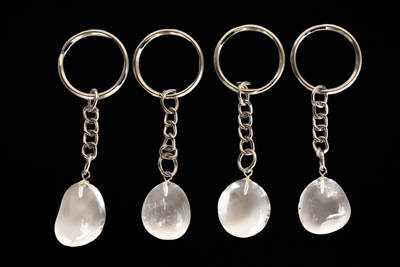 Crystal Quartz Key Chain, Gemstone Keychain Crystal Key Ring (Dreams and Enhancing)