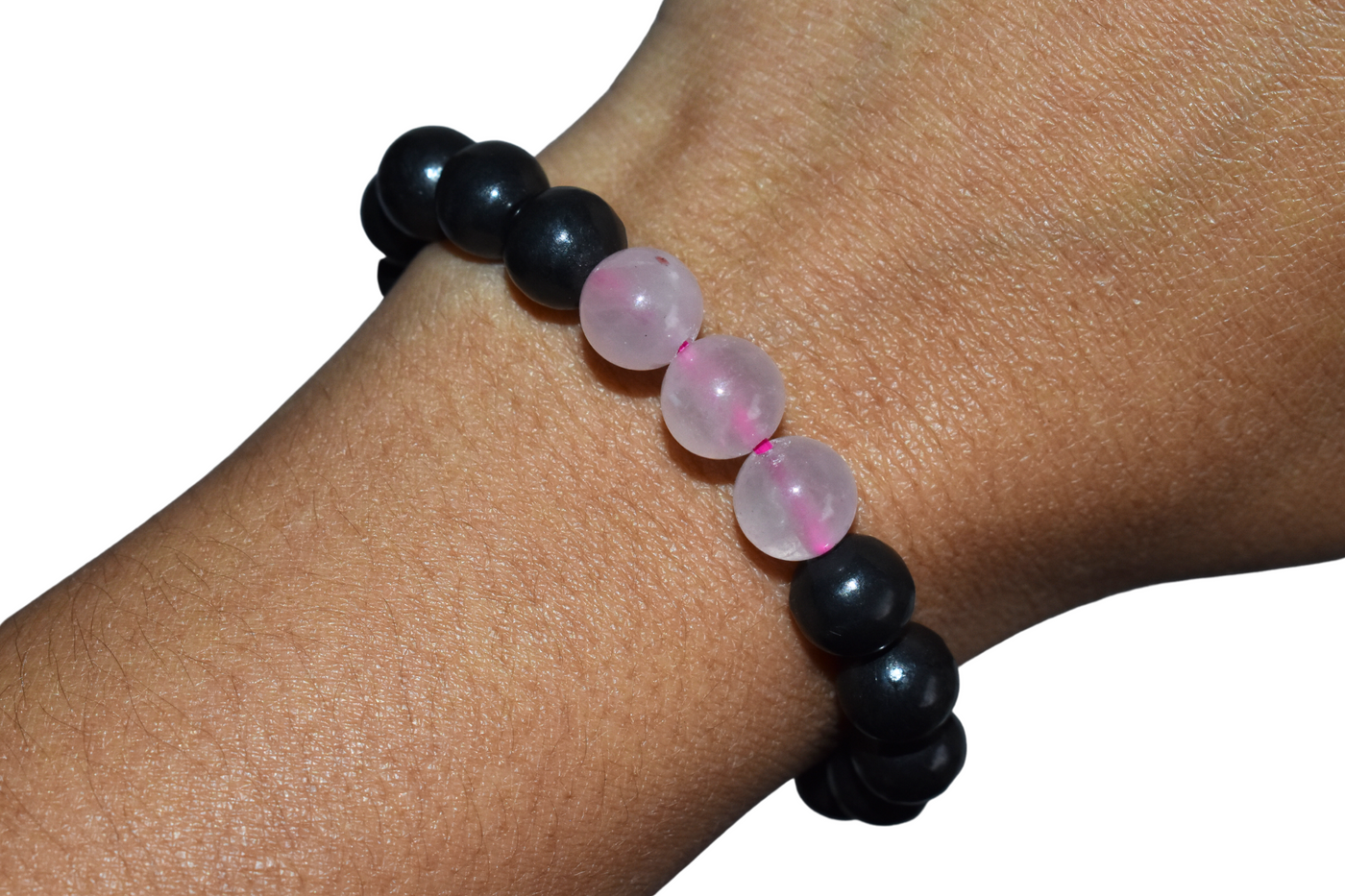 EMF Protection Crystal Bracelet, EMF Bracelet (Shungite Black, Rose Quartz)