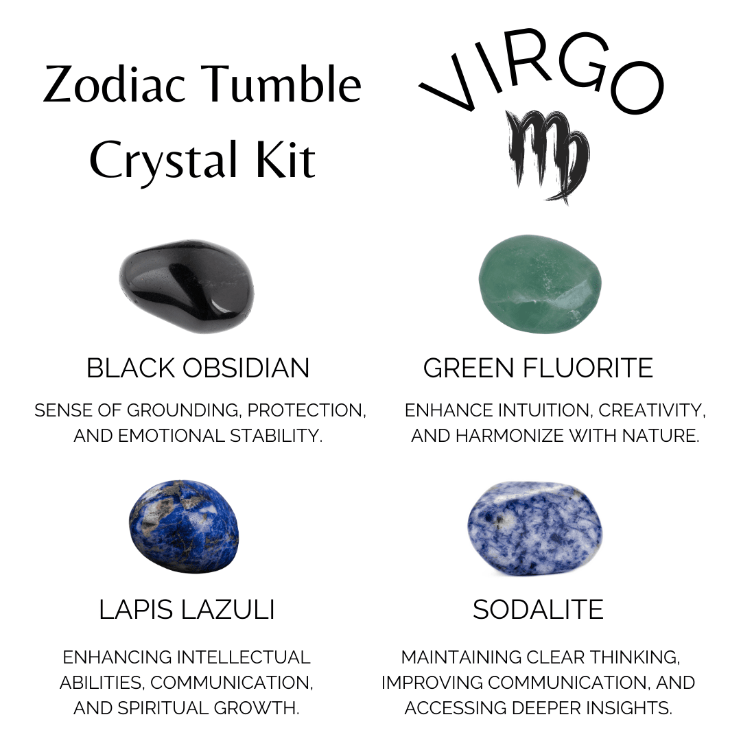 VIRGO Zodiac Crystal Kit, Virgo Birthstones Tumbled Stones Set, Virgo Stones Gifts