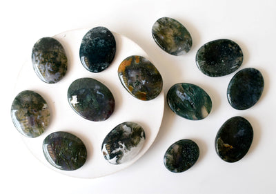 Moss Agate Pocket Stones (Trust and Self-Discipline)