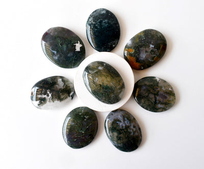 Moss Agate Pocket Stones (Trust and Self-Discipline)