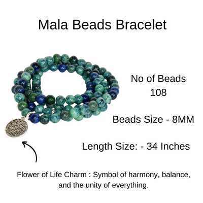 Labradorite Beads Mala Bracelet, 108 Prayer Beads Necklace (Aura Protection and Strength )