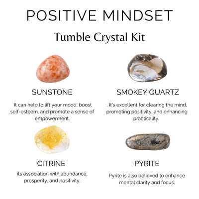 Developing POSITIVE MINDSET Crystal Kit, Gemstone Tumble Kit, Positive Mindset Crystal Gift Set