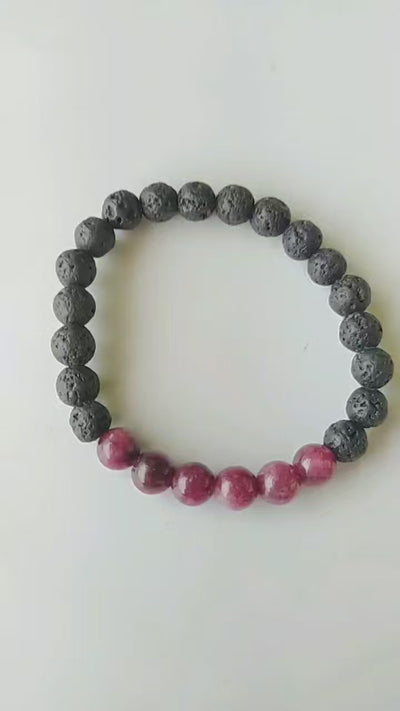 Lava Diffuser Bracelet, Lava with Pink Tourmaline Beads Diffuser Jewelry, Aromatherapy, Essential Oil Bracelet, Spiritual Gift, Yoga Gift for Her,