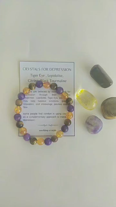 Soothing and Reducing DEPRESSION Crystal Kit, Gemstone Tumble Kit, Depression Crystal Gift Set