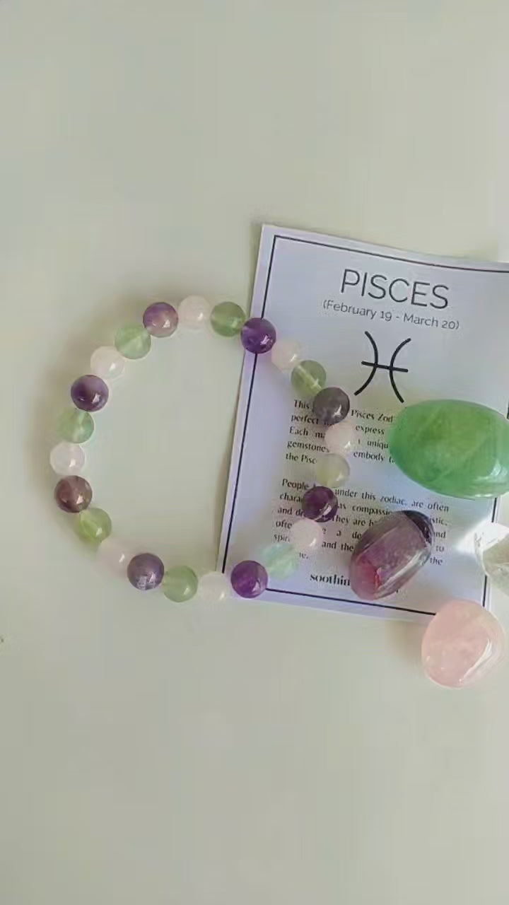 PISCES Zodiac Crystal Kit, Pisces Birthstones Tumbled Stones Set, Pisces Gifts