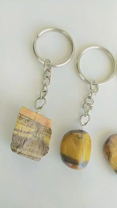 Tiger Eye Key Chain, Gemstone Keychain Crystal Key Ring (Creativity and Intuition)