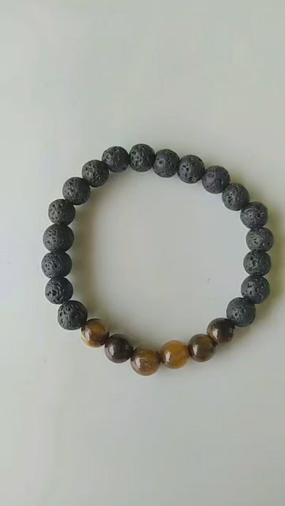 Lava Diffuser Bracelet, Lava with Tiger Eye Beads Diffuser Jewelry, Aromatherapy, Essential Oil Bracelet, Spiritual Gift, Yoga Gift for Her,