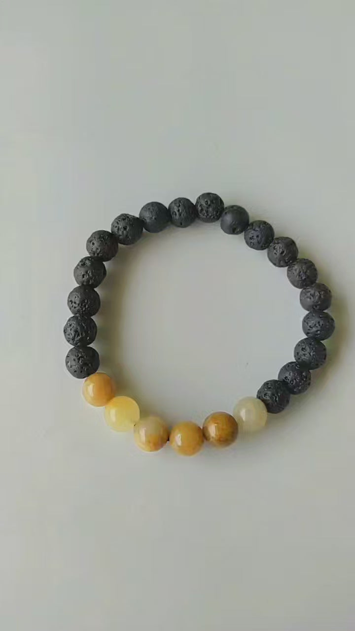 Lava Diffuser Bracelet, Lava with Yellow Aventurine Beads Diffuser Jewelry, Aromatherapy, Essential Oil Bracelet, Spiritual Gift, Yoga Gift for Her,