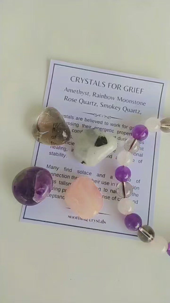 Calming GRIEF Support  Crystal Kit, Gemstone Tumble Kit, Grief Crystal Gift Set