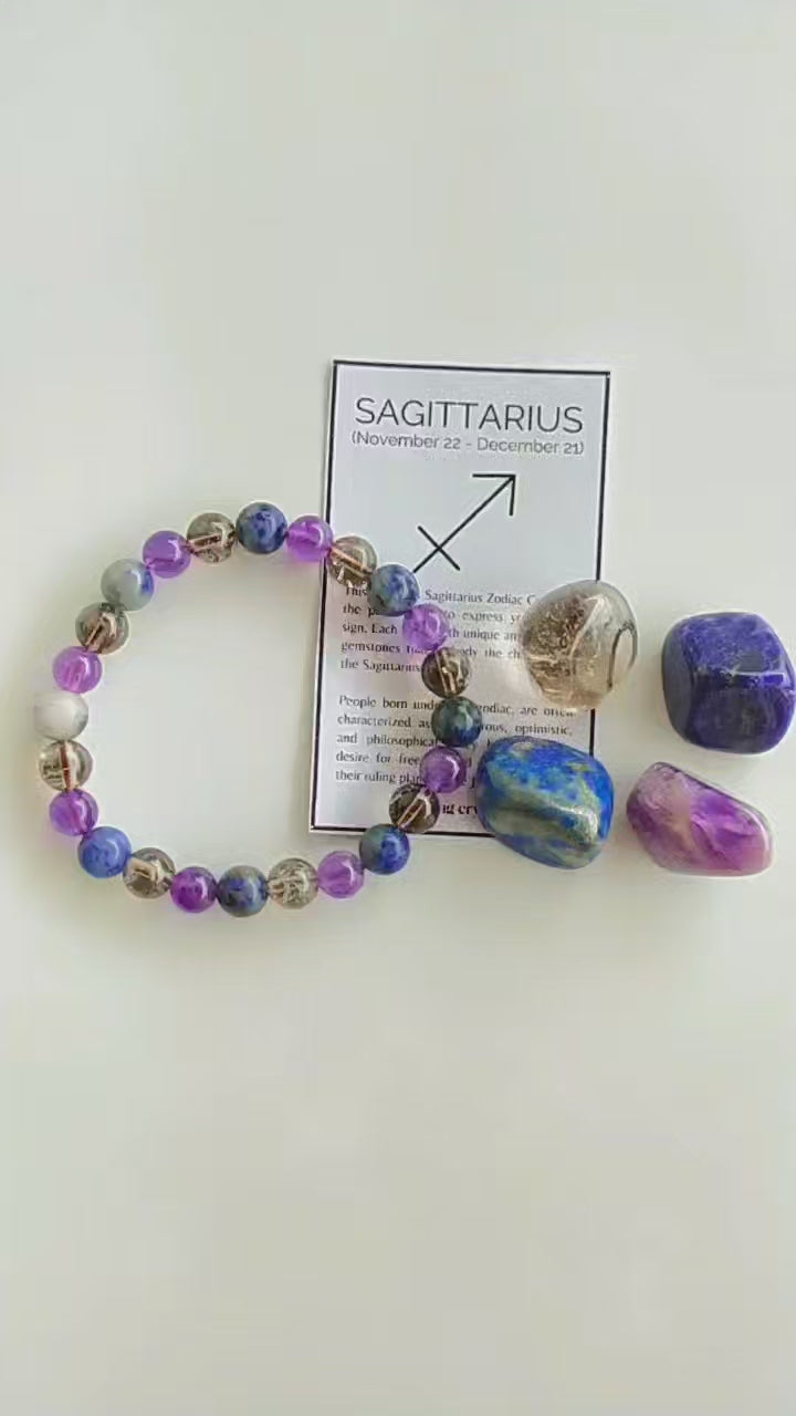 SAGITTARIUS Zodiac Crystal Kit, Sagittarius Birthstones Tumbled Stone Set, Sagittarius Gifts