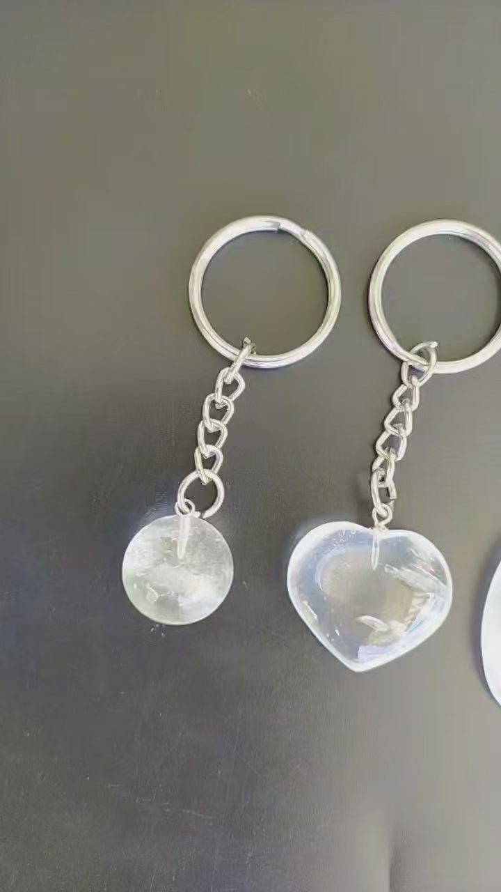 Crystal Quartz Key Chain, Gemstone Keychain Crystal Key Ring (Dreams and Enhancing)