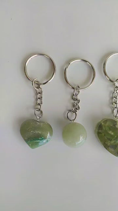 Green Aventurine Key Chain, Gemstone Keychain Crystal Key Ring (Attraction and Cleansing)