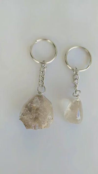 Smokey Quartz Key Chain, Gemstone Keychain Crystal Key Ring (Purification and Grounding)