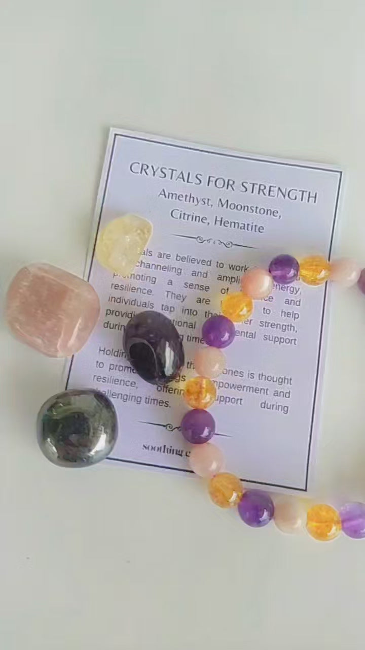 Enhances STRENGTH Crystal Kit, Gemstone Tumble Kit, Strength Crystal Gift Set