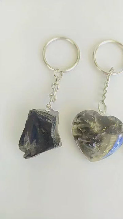 Black Obsidian Key Chain, Gemstone Keychain Crystal Key Ring (Inner Peace and Stress Relief)