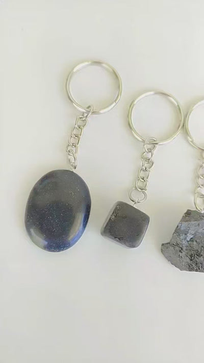 Black Tourmaline Key Chain, Gemstone Keychain Crystal Key Ring (Protection and Strength)