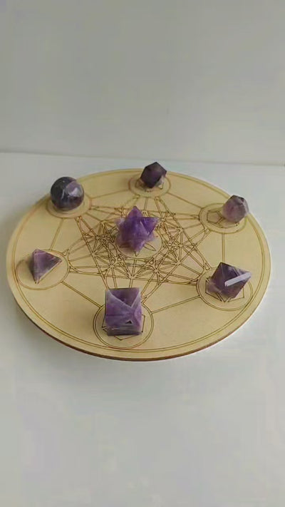 Amethyst Geometry Set (Clairvoyance and Breaking Addictions)-Amethyst, belongs to the quartz family