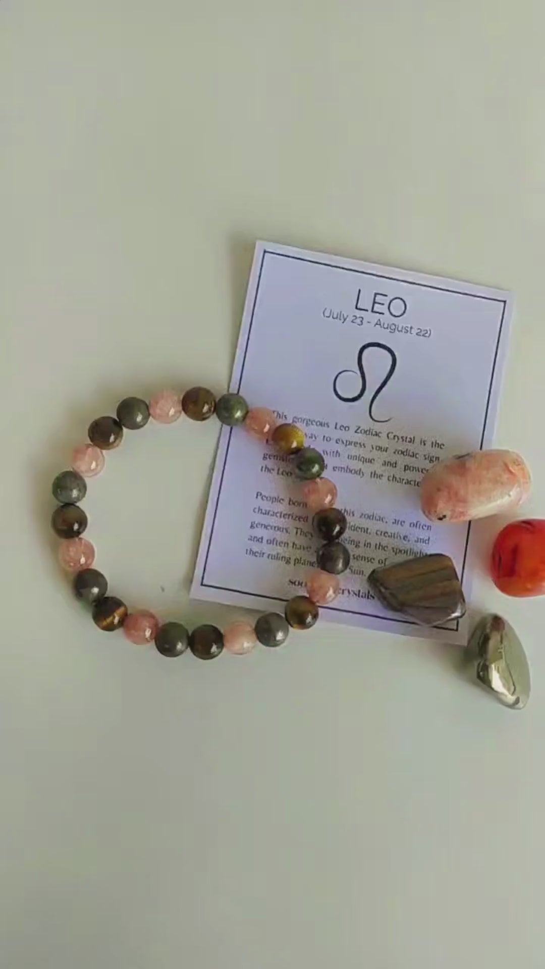 LEO Zodiac Crystal Kit, Leo Birthstones Tumbled Stones Set, Leo Stones Gifts