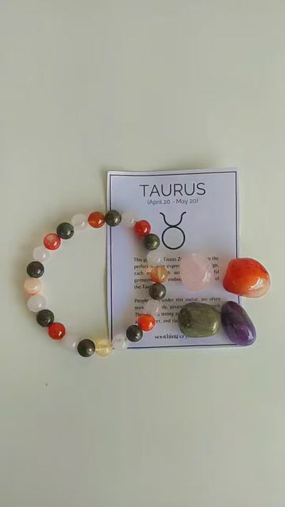 TAURUS Zodiac Crystal Kit, Taurus Birthstones Tumbled Stones Set, Taurus Stones Gifts