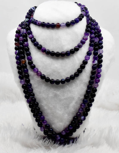 Purple Banded Agate Beads, Natural Crystal Round Beads 6mm to 10mm