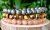 Leo Zodiac Bracelet Set, Crystal Sunstone, Tiger Eye, Pyrite Zodiac Bracelet