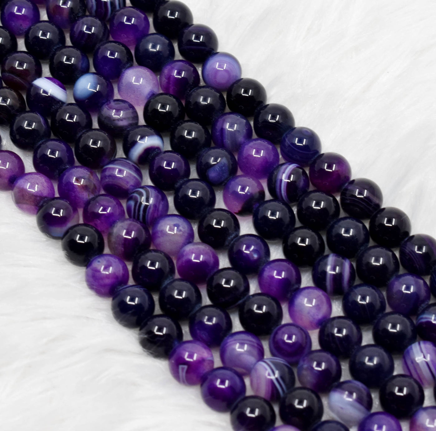 Purple Banded Agate Beads, Natural Crystal Round Beads 6mm to 10mm