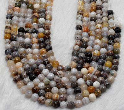 Bamboo Leaf Beads, Natural Crystal Round Beads 8mm