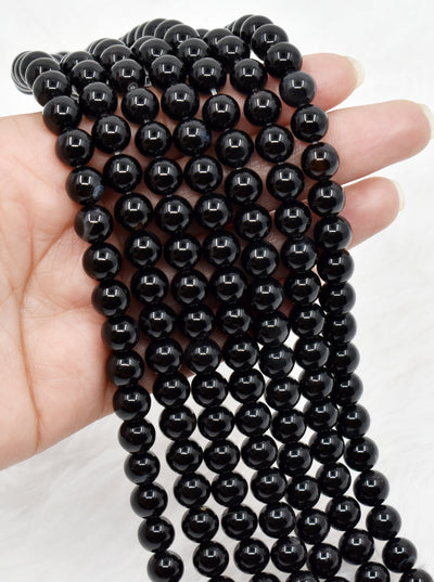 Black Onyx Beads, Natural Crystal Round Beads 4mm to 16mm