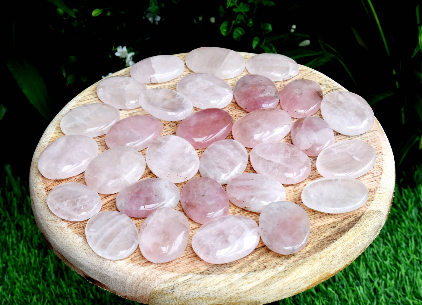 Lot de 25 pierres d'inquiétude en quartz rose, pierre de paume de poche, pierre de pouce